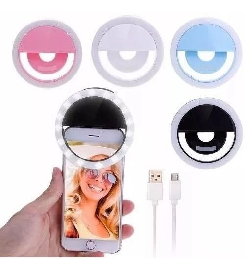 Luz Selfie Ring Light Clipe Anel Led Flash Celular Universal Cor: Branco