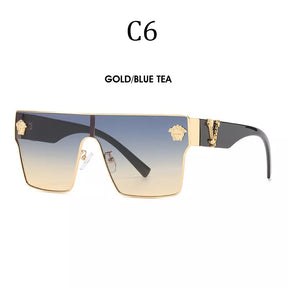 Versace Luxuoso Moda Feminina Óculos De Sol Masculino Designer Uma Peça Quadrada Gradiente Mental Oculos De 10086