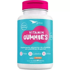 Gummies Gomas Pele, Cabelos E Unhas | Sabor Morango ou Laranja | 60 Gomas