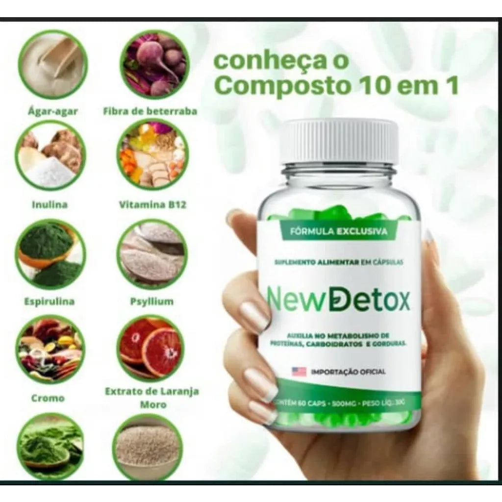 kit 2 x New Detox 60 Capsulas Queima Gordura De Forma Natural