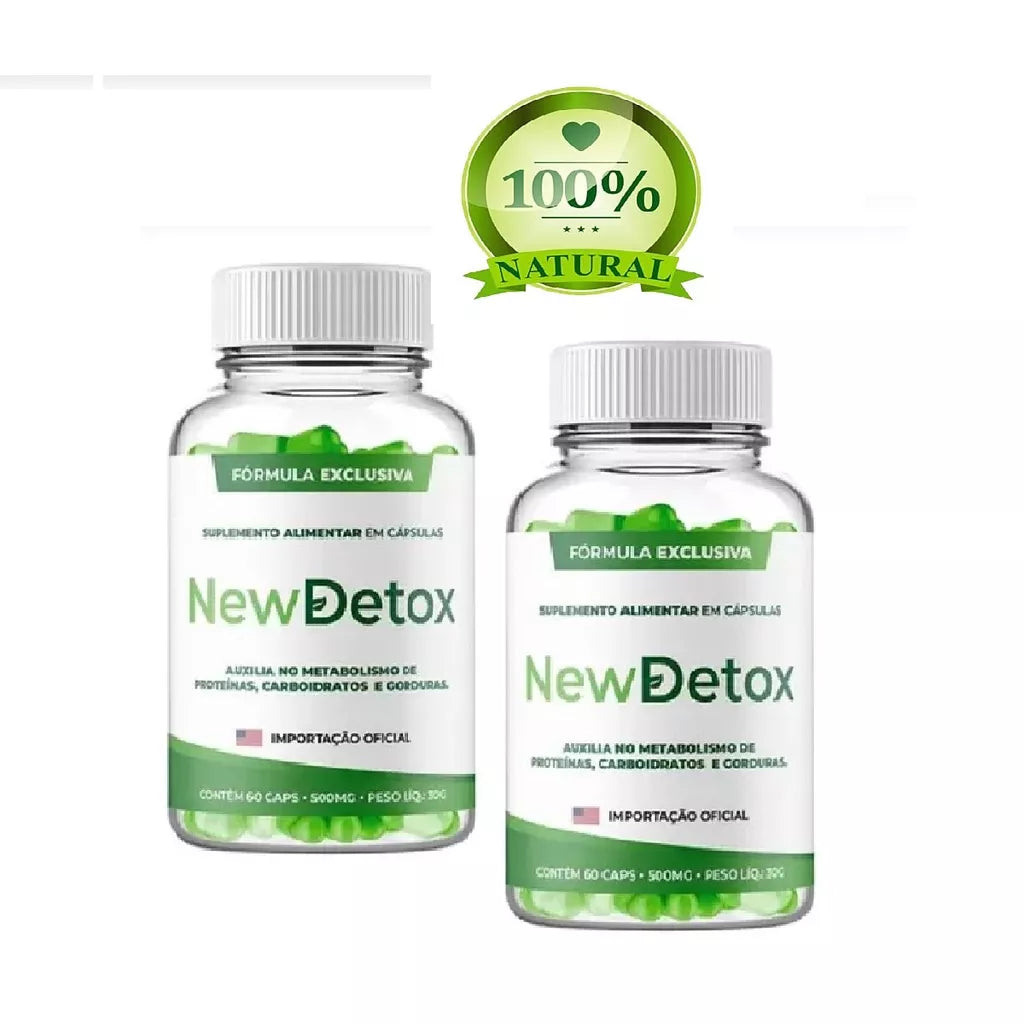 kit 2 x New Detox 60 Capsulas Queima Gordura De Forma Natural